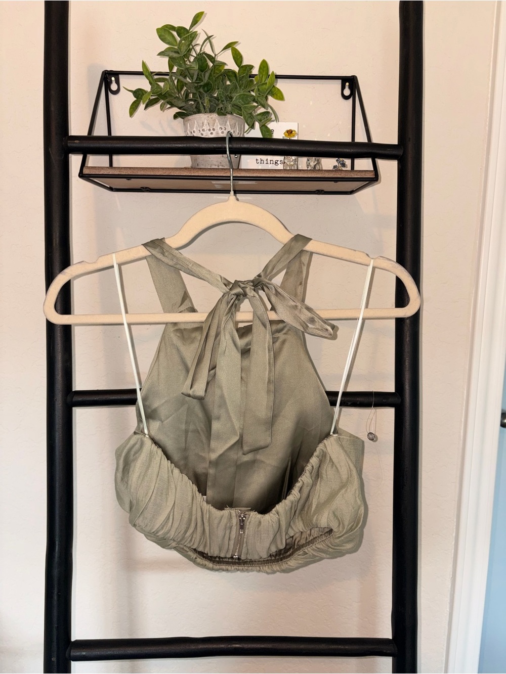 Open back Olive Green Crop Top